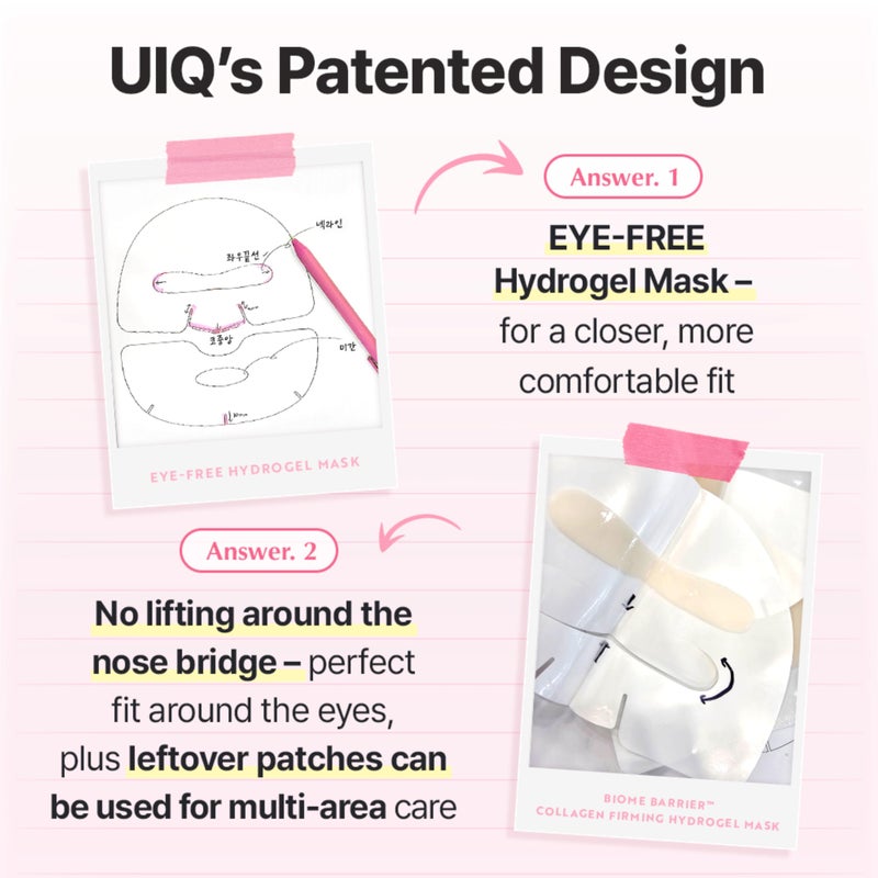 UIQ Biome Barrier Collagen Firming Hydrogel Mask 5pack(40gx5ea), Elasticity Improvement, Low Molecular Collagen, Hydration for Glowing Skin, Korean Skin Care - Image 3